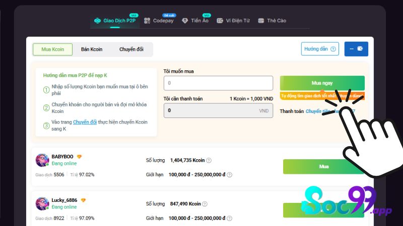 Bạn có thể thực hiện giao dịch P2P dễ dàng nhanh chóng