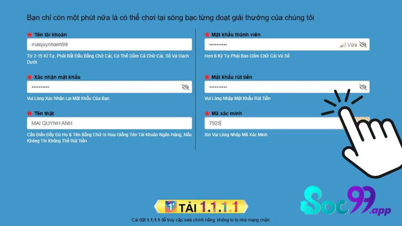 Hoàn tất thông tin theo mẫu
