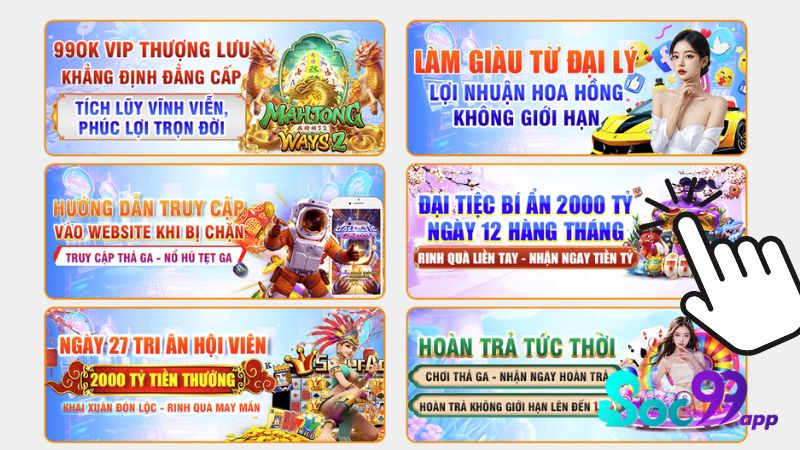 Nhận lợi ích hoàn trả từ khuyến mãi Soc99
